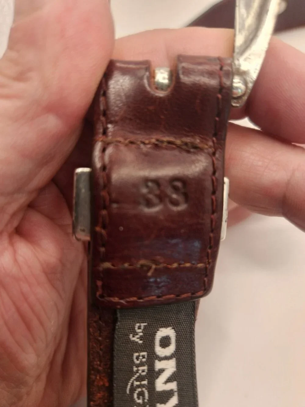 90s Onyx Brighton Brown Leather Belt Golf Player Medallions Silver Tone